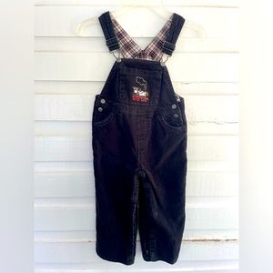 Authentic Children's Place PLC Black Corduroy Train Overalls Size 24 Mos